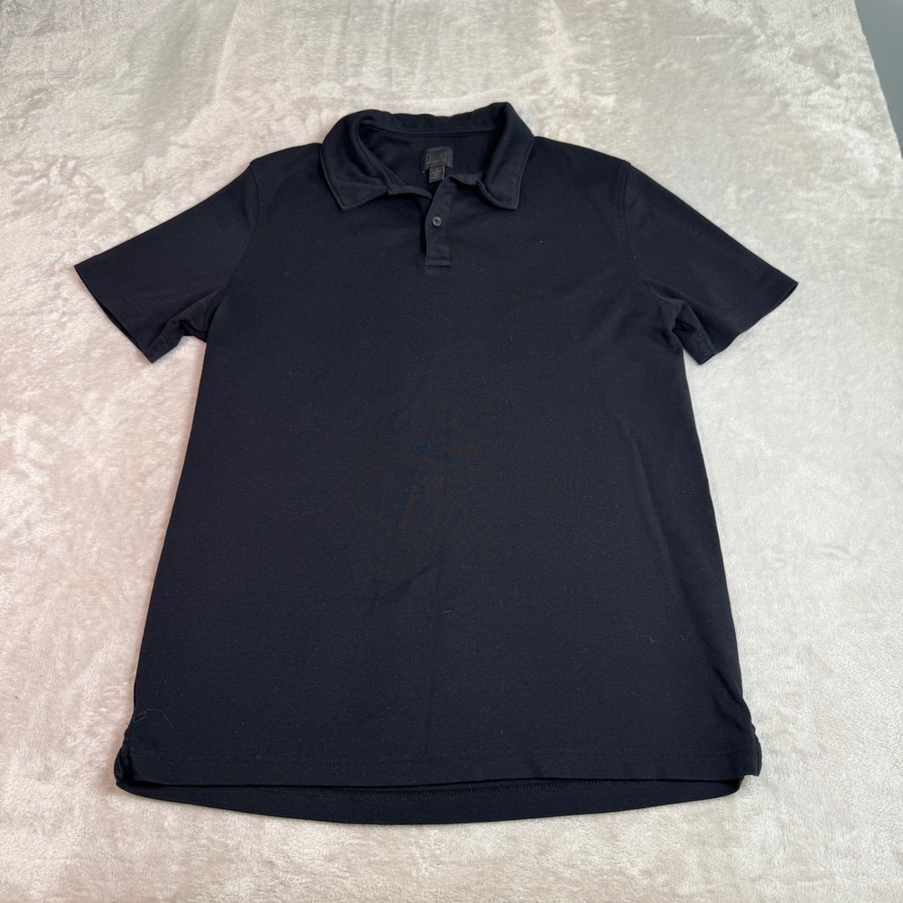 14th & Union Nordstrom Men Black Short Sleeve Cotton Polo Shirt Size L Preppy